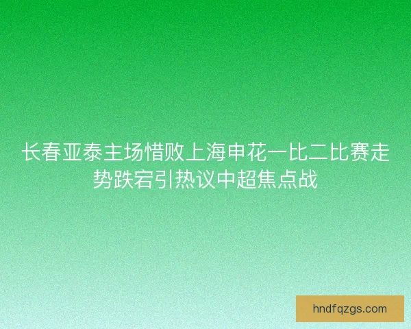 长春亚泰主场惜败上海申花一比二比赛走势跌宕引热议中超焦点战