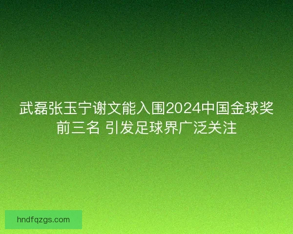 武磊张玉宁谢文能入围2024中国金球奖前三名 引发足球界广泛关注